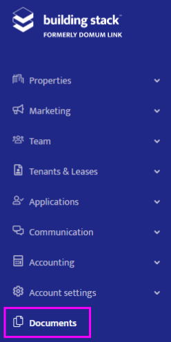 Documents module in the sidebar menu