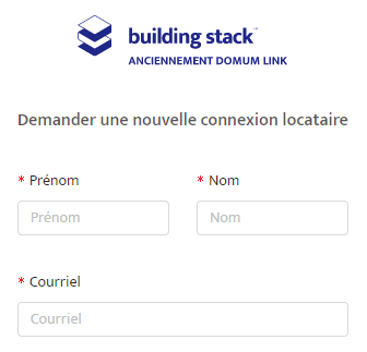 Formulaire de demande d'activation sur Building Stack.