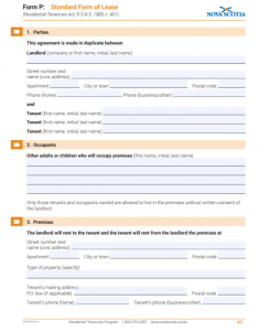 Standard form of lease