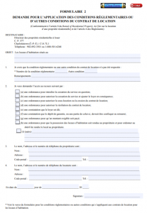 Demande pour l'application des conditions réglementaires